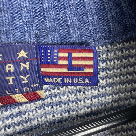 American Priority Cardigan Sweater Men’s  Large Blue White Full Zip USA Vintage - Picture 6 of 7